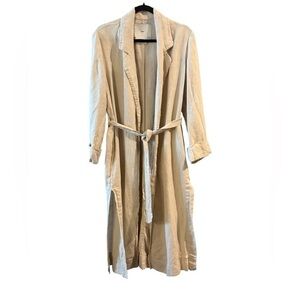 Mango Long Cream Trench Belted 100% Linen Duster